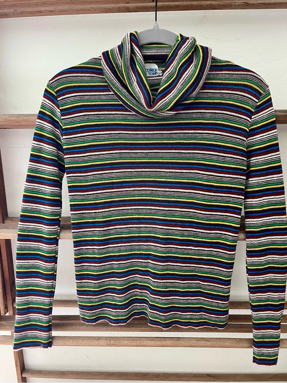 Vintage College Town Women’s Multicolor Striped Turtle Neck Sweater